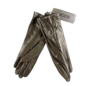 NWT Chicos Uptown Witchy Goth Boho Pewter Leather Long Classic Gloves Size L